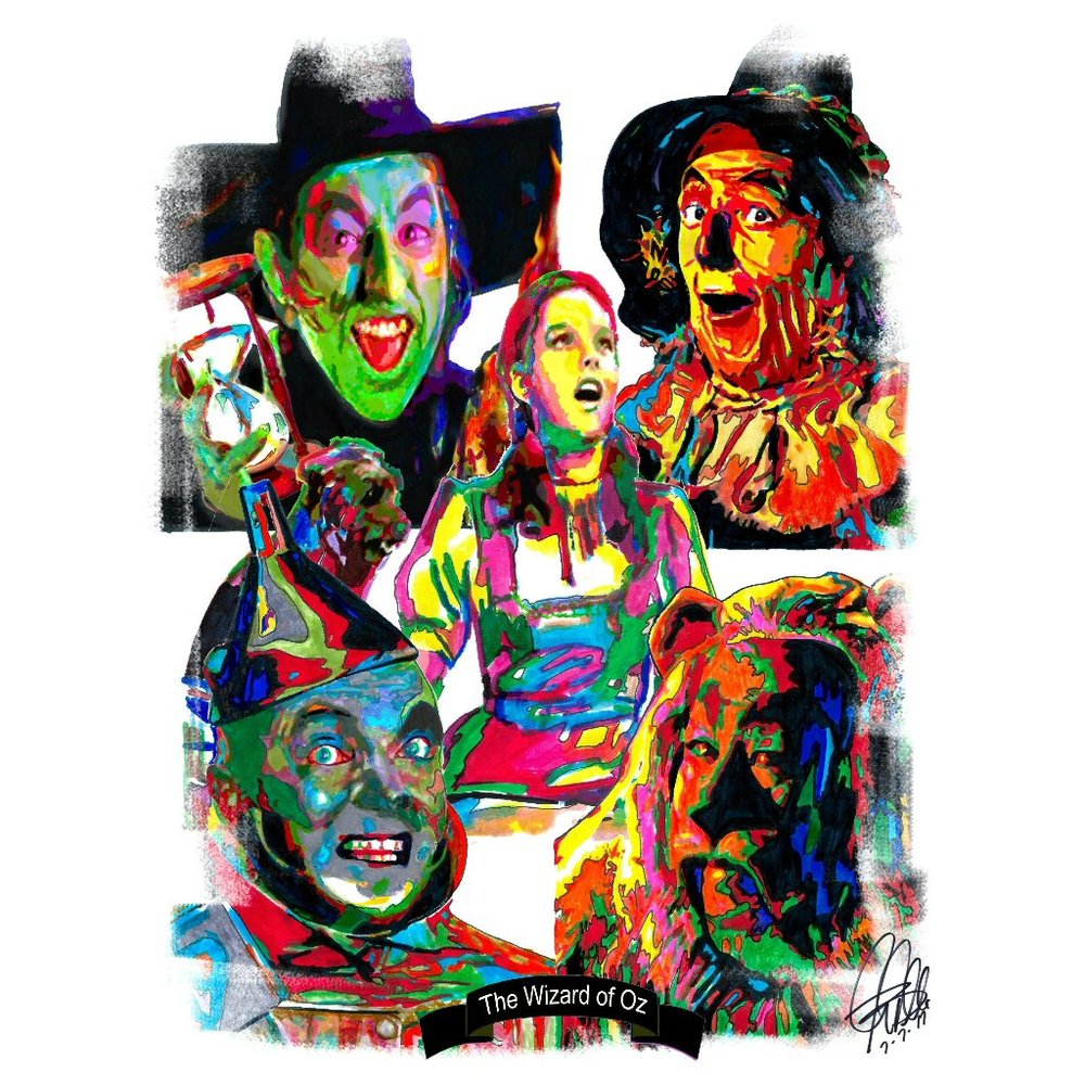The Wizard of Oz Dorothy Wicked Witch Scarecrow Tin Man Lion Print 18x24